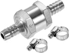 Non-Return One Way Check Valve 9mm Barb OD Aluminum Alloy with 2 Stainless Steel Adjustable 6-12mm Hose Clamps, for Water Oil Petrol Fuel Line