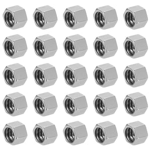 50Pcs 1/4"-20 Coupling Nuts, 6mm Length Carbon Steel Hex Rod Coupler Nut Fully Threaded Studding Connector Fasteners, Silver Tone