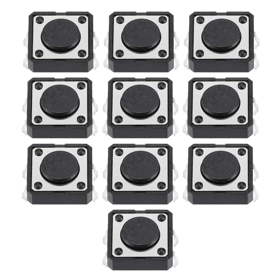 12x12x4.3mm Panel Mini PCB Momentary Tactile Tact Push Button Switch DIP Black,Gray 10PCS