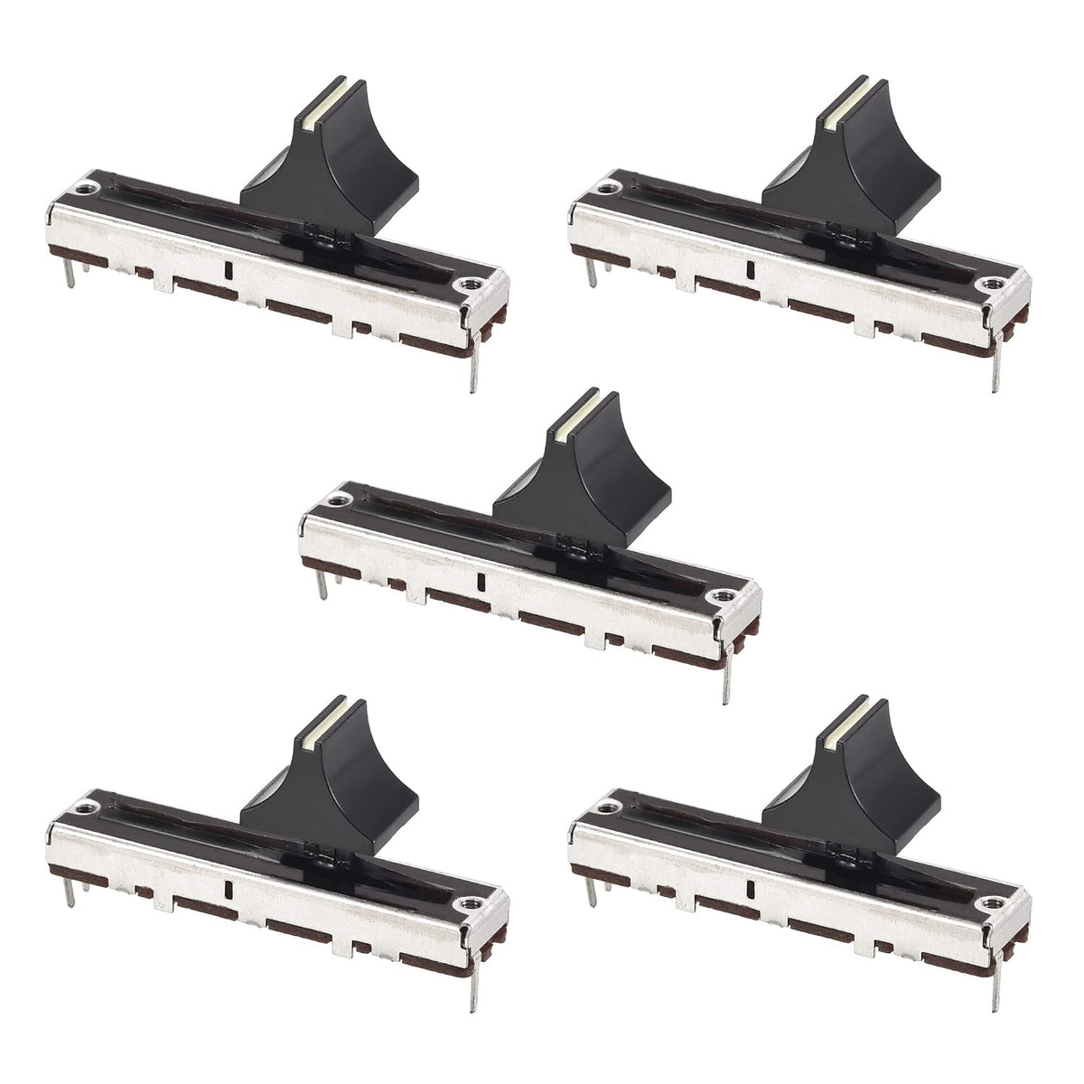 Fader Variable Resistors Mixer 45mm Straight Slide Potentiometer B10K Ohm with Black White Knobs 5pcs