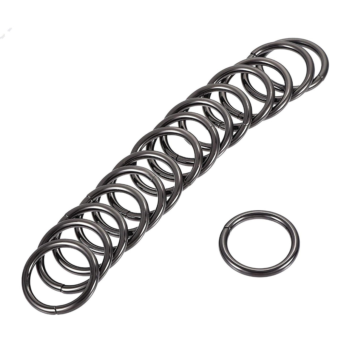 LinkMejor Metal O Ring 25mm(0.98") ID 3.8mm Thickness Non-Welded Rings for Hardware DIY Black 30pcs