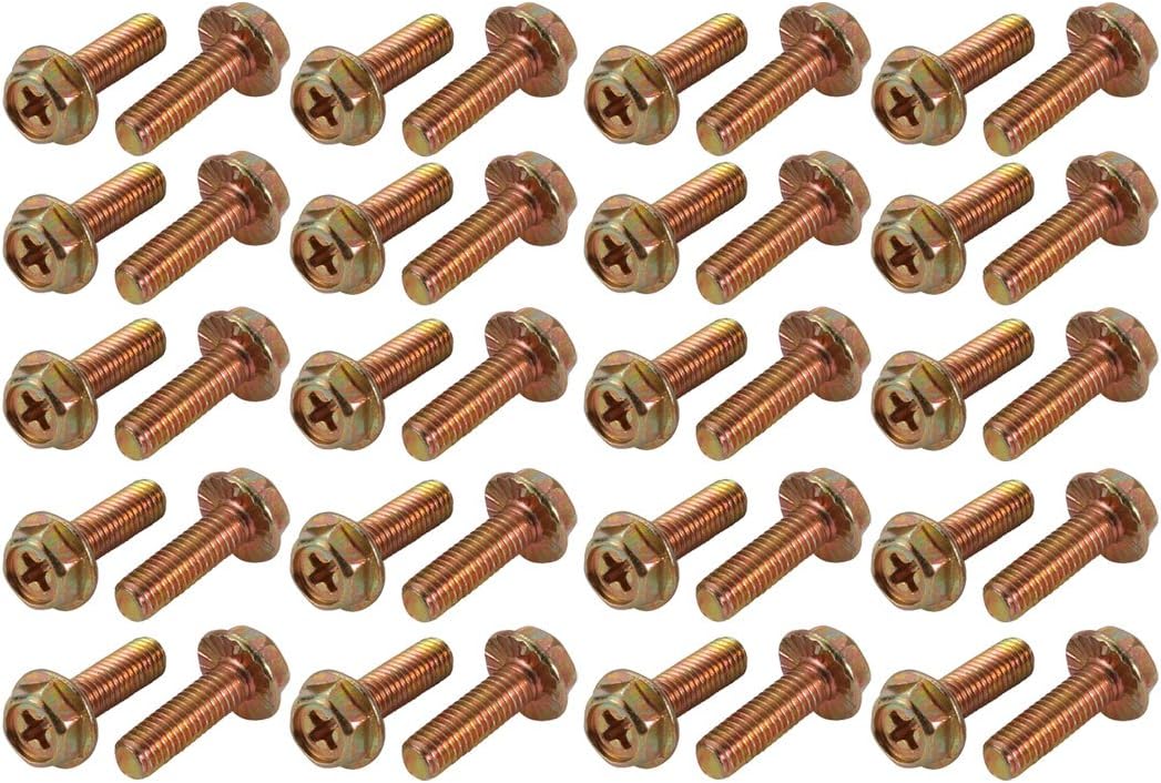 40Pcs M5x16mm Yellow Zinc Plated 4.8 Grade Phillips Drive Serrated Flange Hex Head Bolt
