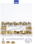 LinkMejor 50Pcs Canvas Snap Kit, Fastener Tool Marine Grade Boat Canvas Snaps Heavy Duty Snap for Furniture Canvas Tent Boats, Gold