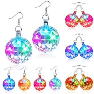 LinkMejor 4Pairs Disco Ball Earrings, Light Up Christmas Earrings, Light Up Earrings,Led Earrings,Disco Accessories Women, Glow In The Dark Party Supplies For Women, Bachelorette Dance Costume