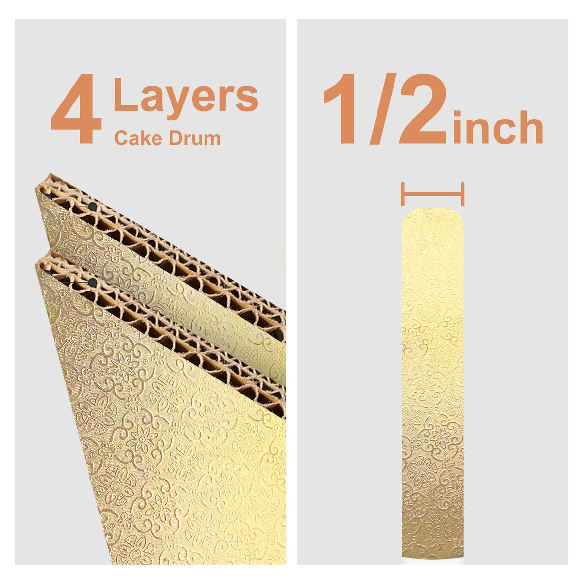 10 PCS Cake Boards 10 Inch Round, 10 Inch Cake Drums, 1/2" Thick Cake Drum, Cake Board Food Grade Cake Base, Gold Cake Cardboard Circles Bases para Pasteles for Wedding & Party & Pizza Desserts