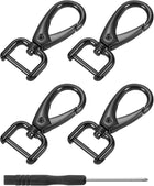 LinkMejor 4Pcs Swivel Clasps Hook, 15mm(0.6 Inch) D Ring Detachable Snap Hook Metal Lobster Claw Clasp Hook with Screwdriver for Purse Keychain DIY Craft, Black