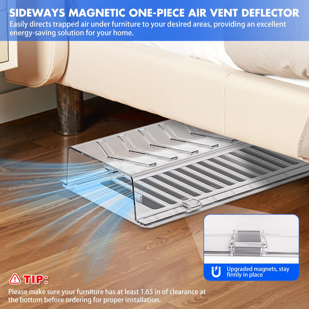 Super Deflettore Ventilatore Magnetico, Deflettori d'Aria e Calore Laterali 2 Pack