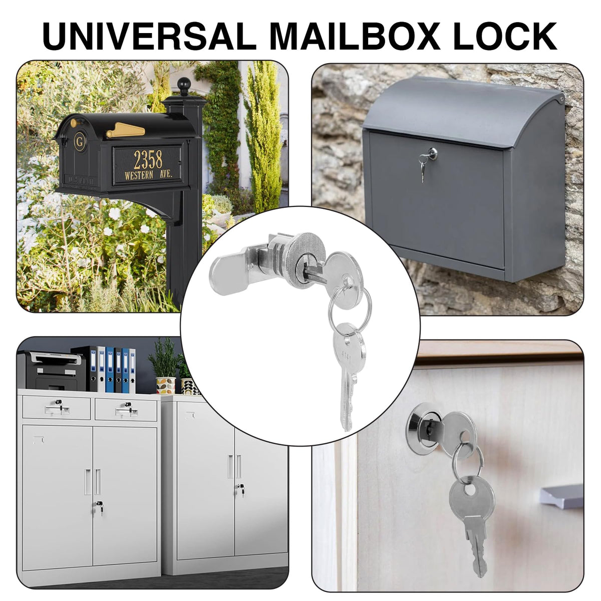 Blocco Porta Posta di Ricambio - Blocco Porta Posta Universale con 4 Chiavi - Facile da Installare Blocco Posta e Set Chiavi - Blocco di Ricambio Resistente e Sicuro con 4 Chiavi per quasi tutti i Porta Posta a Chiave