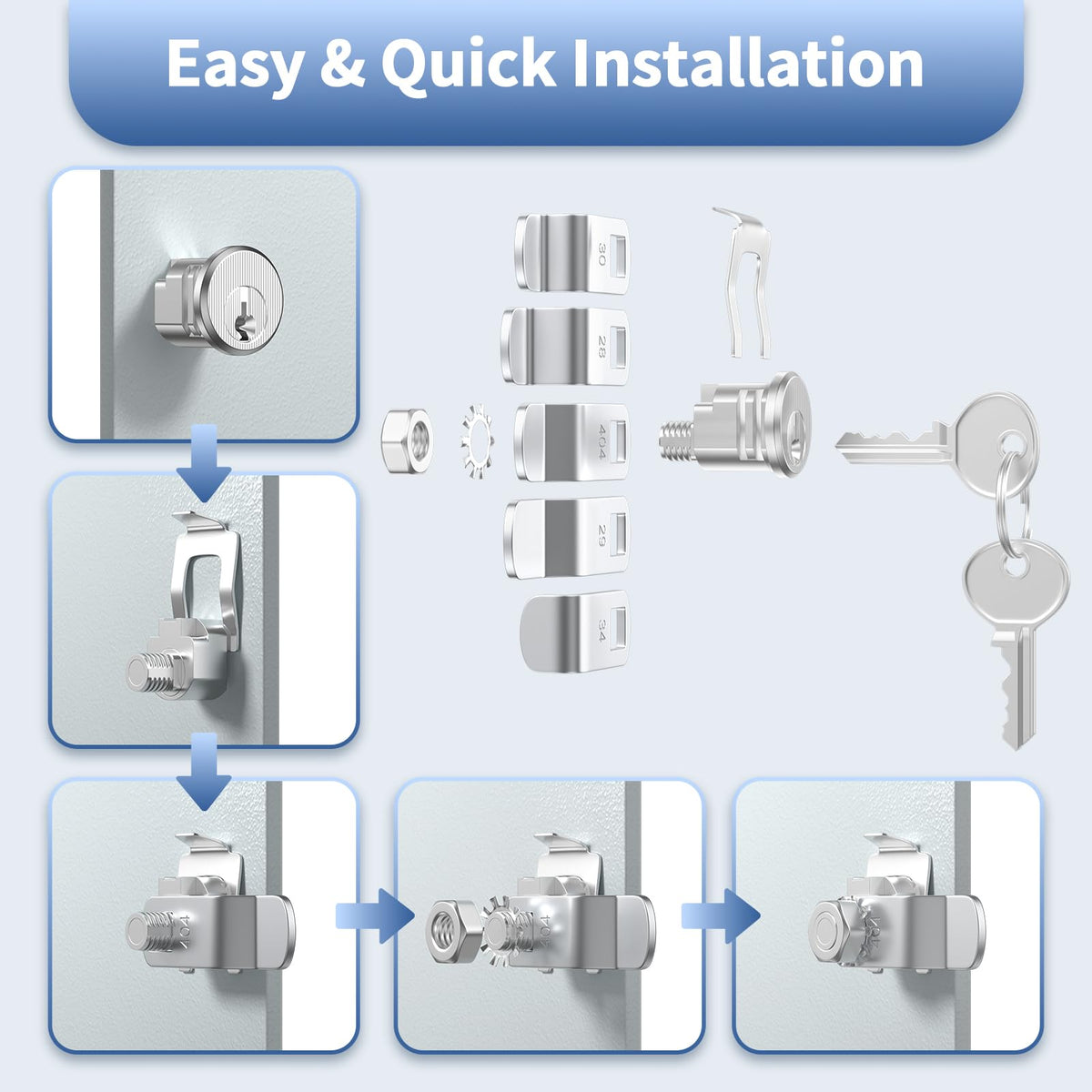 Locking Box (2 Pcs), Lock untuk Pintu Depan Universal & Mailbox di Sisi Rumah dengan Pengganti Kunci – Mudah Diletakkan, Dilengkapi 2 Set Kunci, Cocok untuk Hampir Semua Kotak Penerima Surat, Tahan Lama & Aman (2)