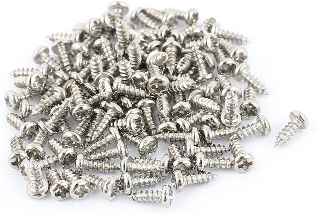 100 Pcs M2 x 6mm Stainless Steel Phillips Flat Head Self-Taping Screws