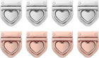 LinkMejor 8Set Turn Lock Clasp Kit, Heart Press Lock Clasp Closure Twist Turn Locks Hardware Buckle Fasteners for Purse Leather Making (28x32mm, Silver, Rose Gold)