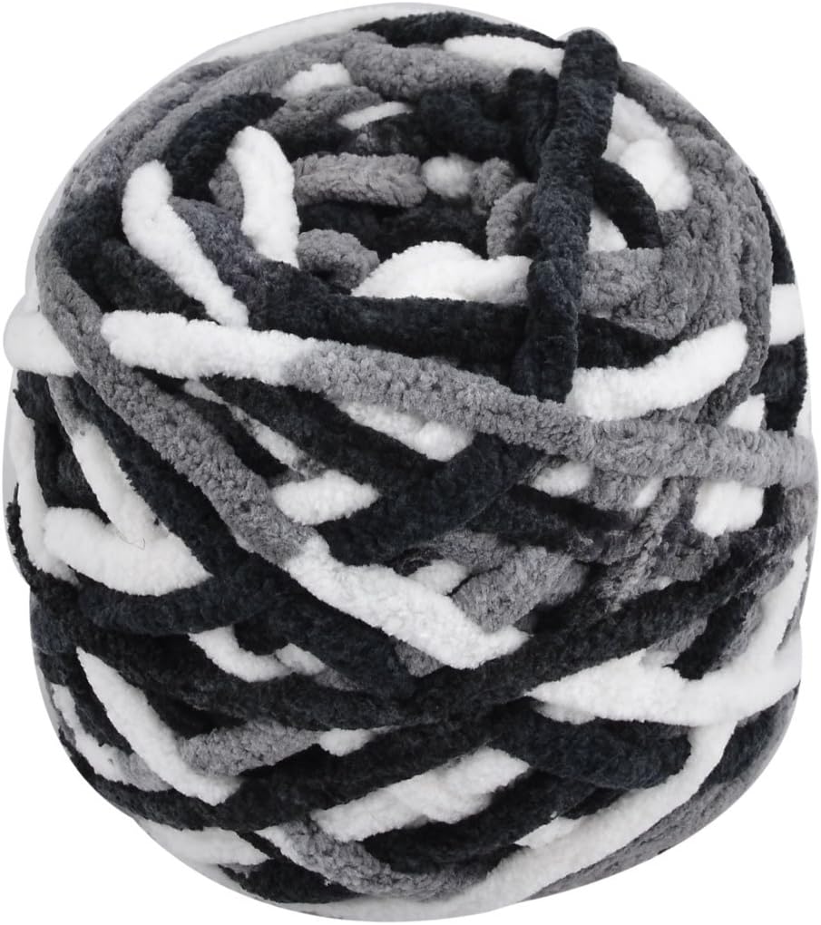 LinkMejor Polyester Household Festival Knitting Handicraft DIY Hat Blanket Scarf Yarn 100g Black+Gray+White