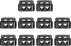 Spring Cord Lock End Toggle, 10Pcs Double Hole Spring Stopper Alloy Fastener Slider Toggles Clip for Drawstrings, Shoelaces, Bags (Metallic Black,19.6x12.5mm)