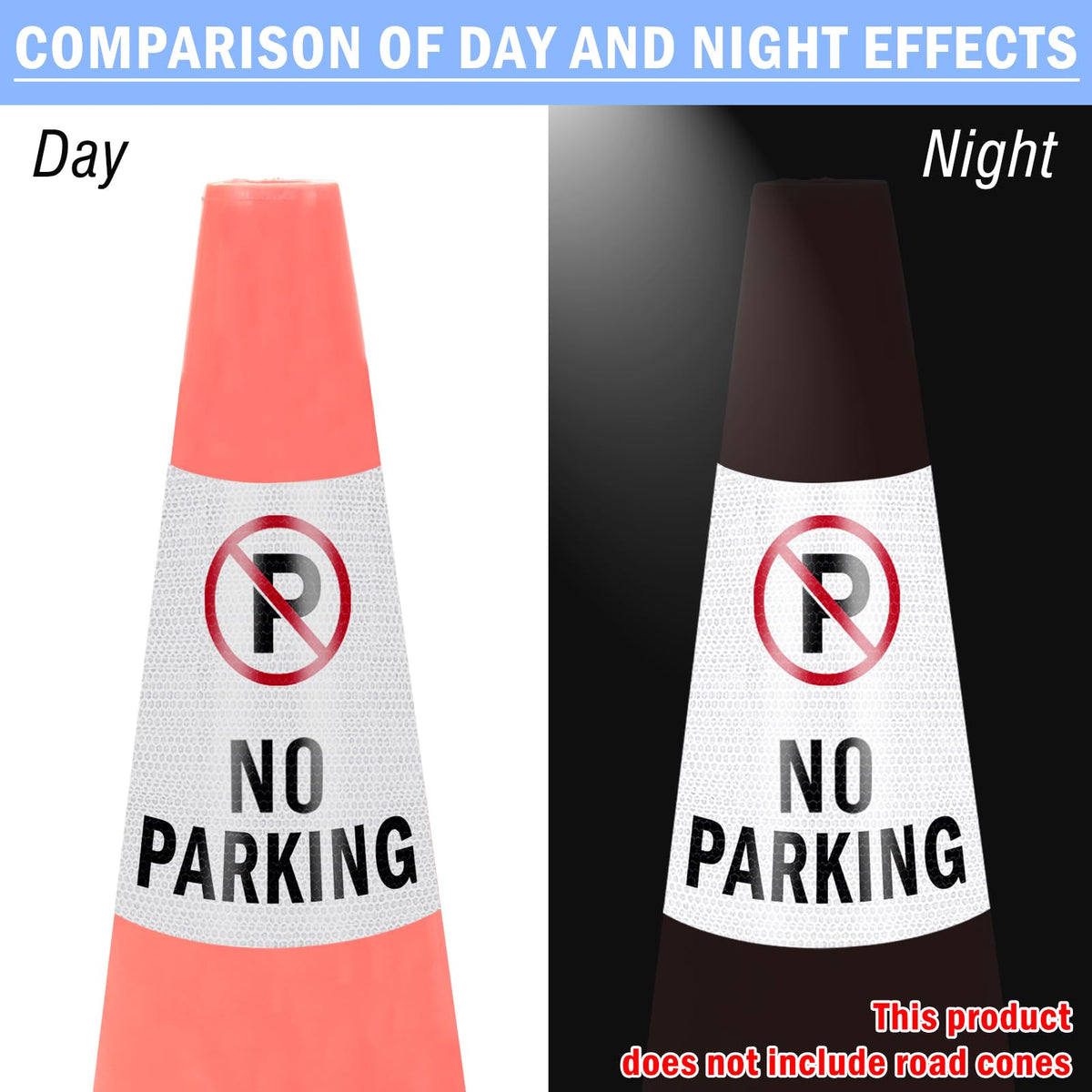 2 Pack Geen Parkeercones Berichtsleeve, 360° Heldere Reflecterende Cones Sleeve