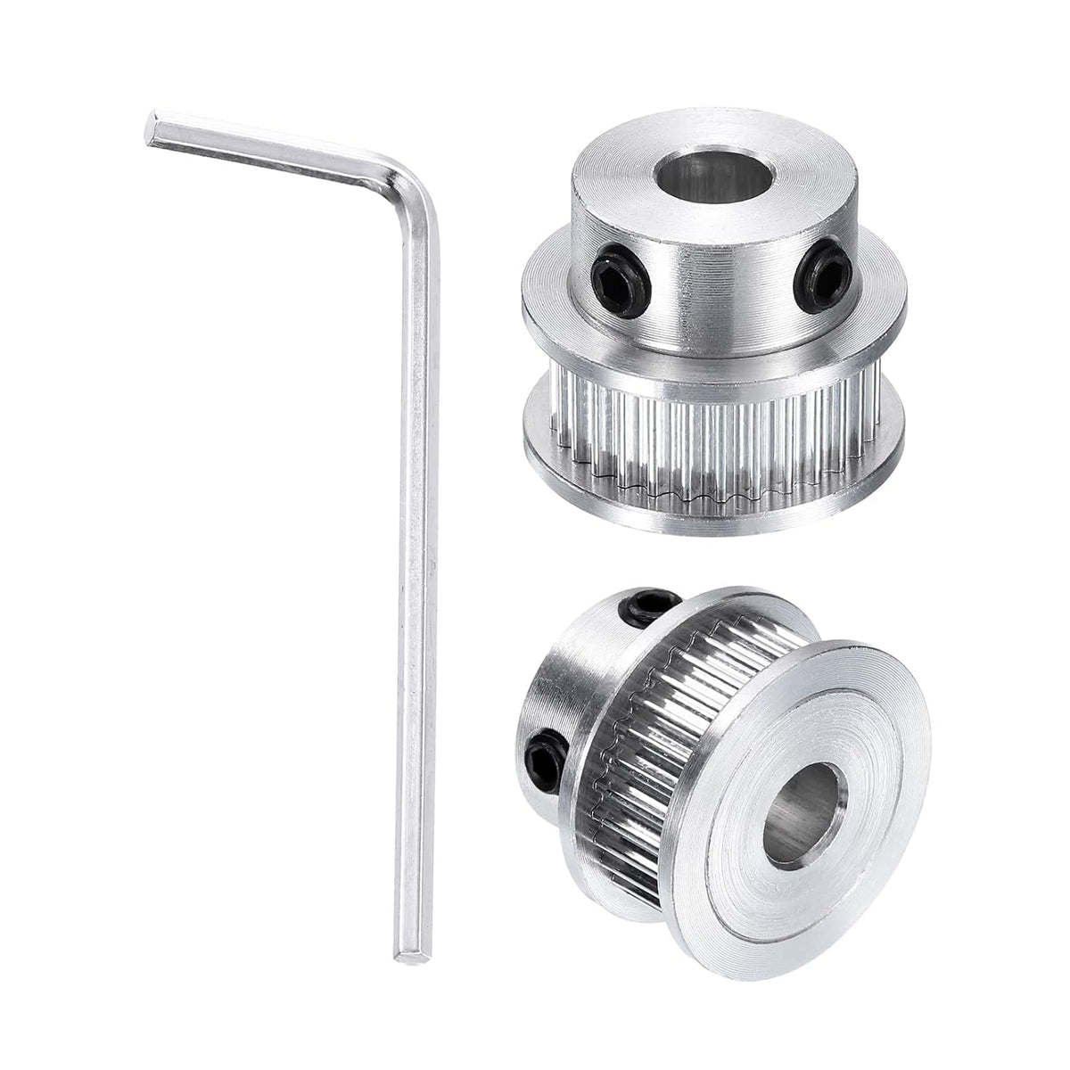2pcs GT-2 30T Pulley Synchronous Wheel 6.35mm Bore, Aluminum Timing Pulley 30 Teeth, Fit Width 6mm Timing Belt for 3D Printer CNC Machine (with A Wrench)