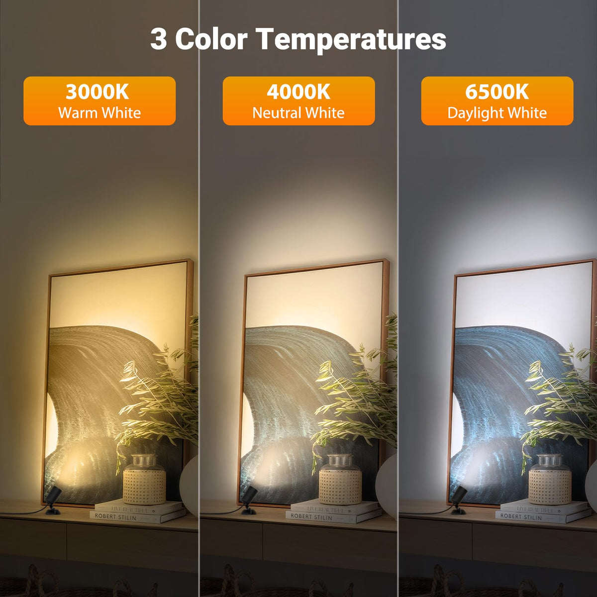LinkMejor 2 Pack Spotlights Indoor Dimmable Plug in LED Timer/Remote, Black