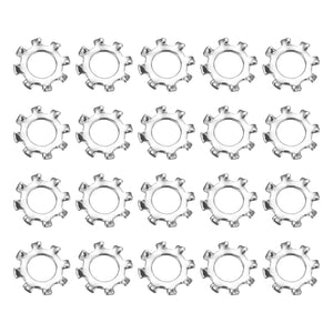 50Pcs 10# External Tooth Lock Washer, 304 Stainless Steel Multi-Tooth Star Washer Locking Fastener, Silver Tone