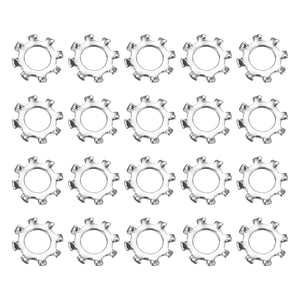 100Pcs 8# External Tooth Lock Washer, 304 Stainless Steel Multi-Tooth Star Washer Locking Fastener, Silver Tone