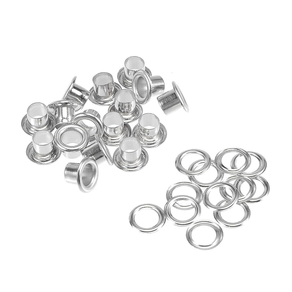 Eyelets with Washers, 10.5 x 6 x 7mm Alloy Through Hole Hollow Rivets Grommets Silver Tone 100 Set