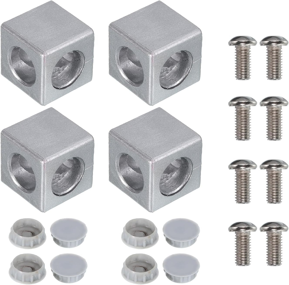 4Set 30x30x30mm 2-Way Corner Bracket Cube, Aluminum Alloy Block for 2020 Series Aluminum Extrusion Profile with Screws