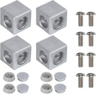 4Set 30x30x30mm 2-Way Corner Bracket Cube, Aluminum Alloy Block for 2020 Series Aluminum Extrusion Profile with Screws