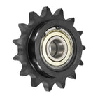 #60 Roller Chain Idler Sprocket, Type C 20mm Bore 3/4" Pitch 15 Tooth Tensioner with Double Bearing, Black Oxide Finished 1045 Steel for ANSI #60 (DIN/ISO 12A) Chains