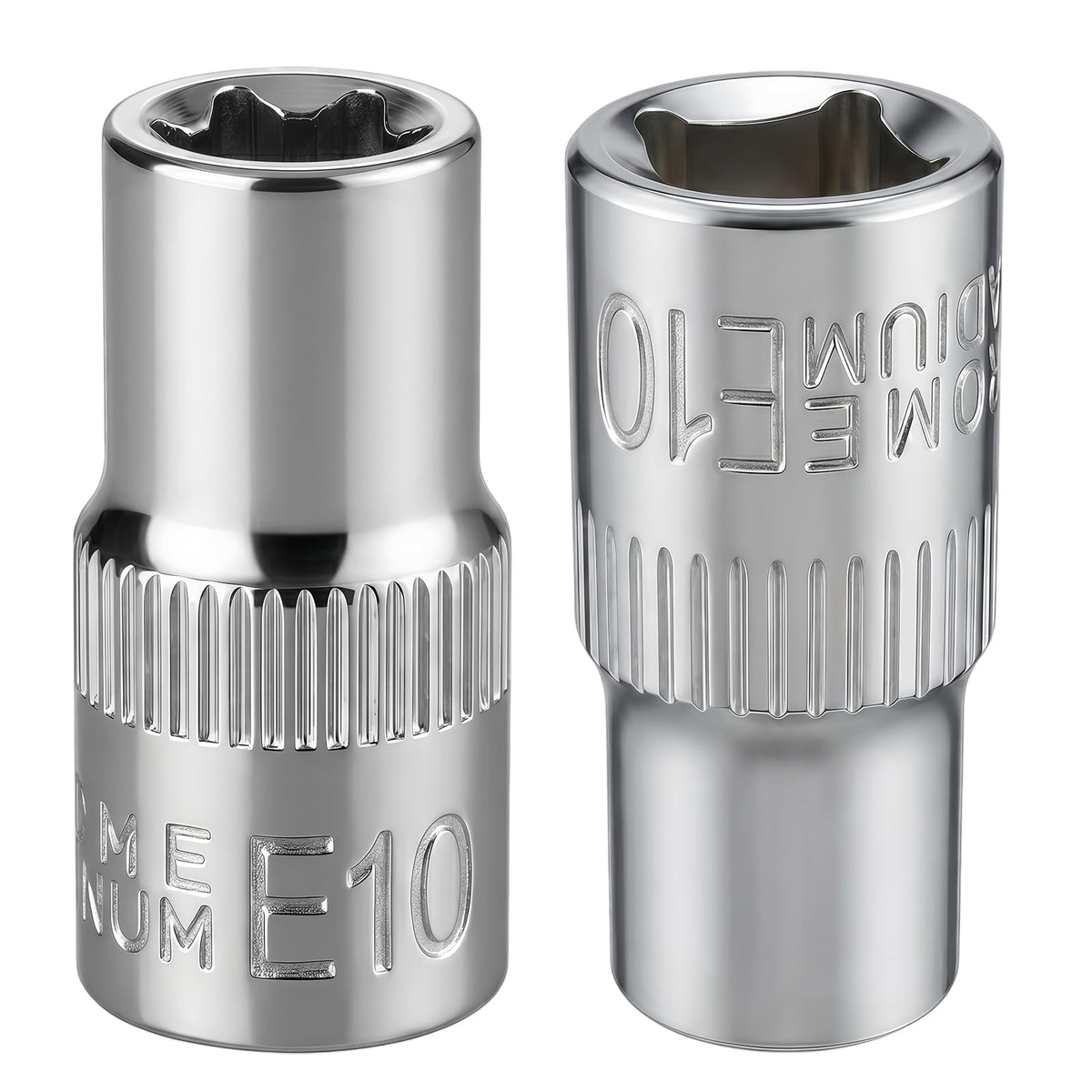 LinkMejor 2Pcs E-Torx Socket Set, 1/4" Drive E10 External Torx Deep Socket 1" Length CR-V 6 Point Star Female Bit Socket for Auto & Home