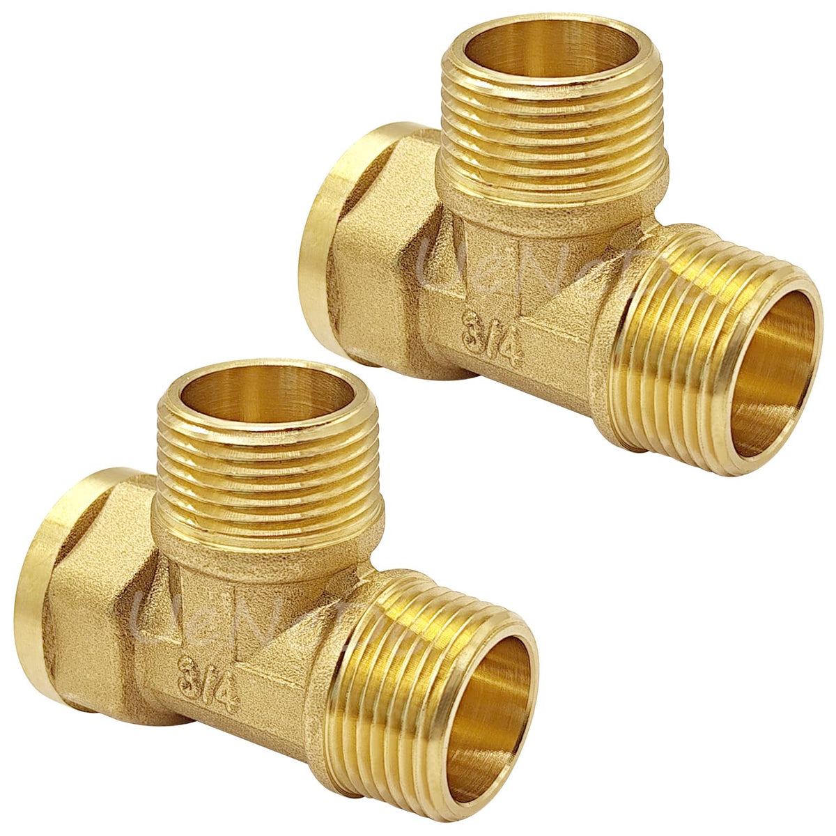 LinkMejor messing 3/4 inch NPT MMF T-stuk buisverbinding, 2PCS
