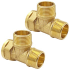 LinkMejor messing 3/4 inch NPT MMF T-stuk buisverbinding, 2PCS