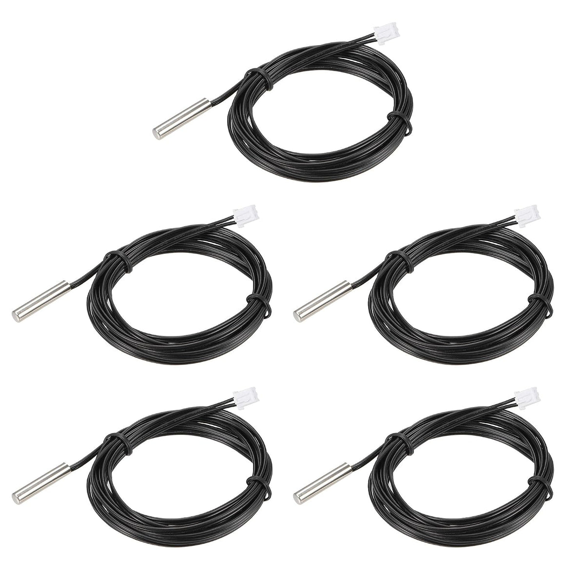 5pcs 5K Temperature Sensor Probe, Stainless Steel NTC Thermal Sensor Probe 6.6ft Digital Thermometer Extension Cable