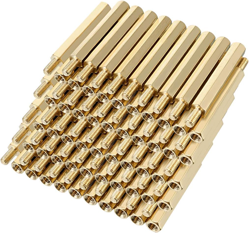 100pcs M3 30+6mm Female Male Thread Brass Hex Standoff Spacer Screws PCB Pillar