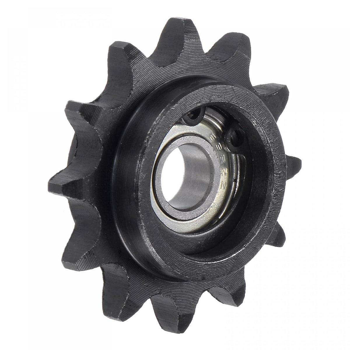 Chain Idler Sprocket, 8mm Bore 3/8" Pitch 12 Tooth Tensioner, Black Oxide Finish C45 Carbon Steel with Insert Single Bearing for ISO 06B Chains
