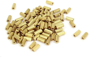 100 Pcs Female Threaded Pillars Brass Standoff Spacer Gold Tone M2x7mm