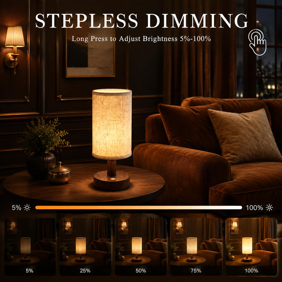 LinkMejor Mini Cordless Bedside Lamp, Touch Rechargeable LED Night Light