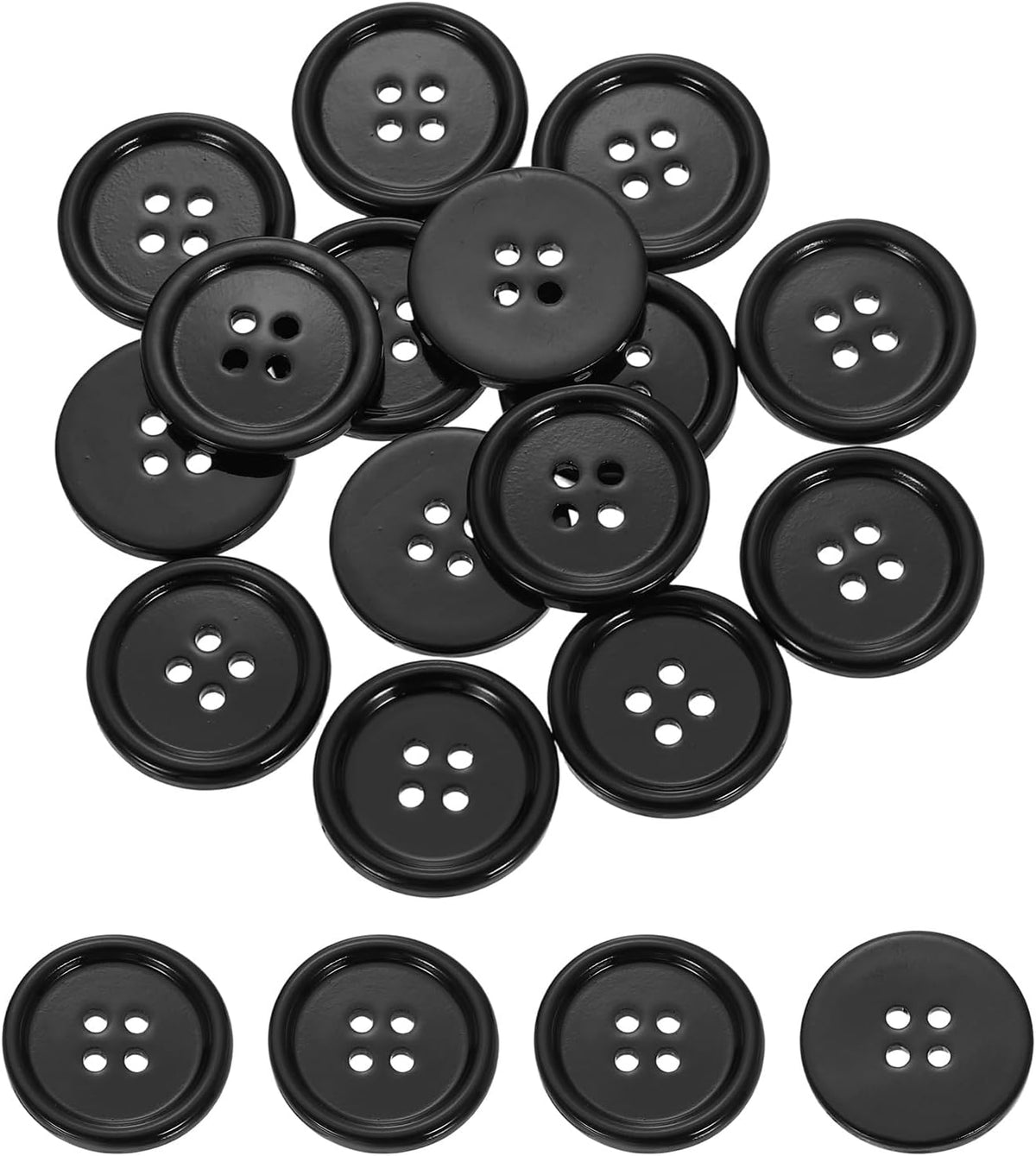 15Pcs Natural Shell Buttons, 18mm 4-Hole Round Shell Craft Sewing Button, Decorative Accessories for Coats, Shirts, Clothing DIY Projects, Black