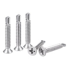 Phillips Head Self Drilling Screws, #14 x 1 1/2" 410 Stainless Steel Full Thread Sheet Metal Screw 50pcs