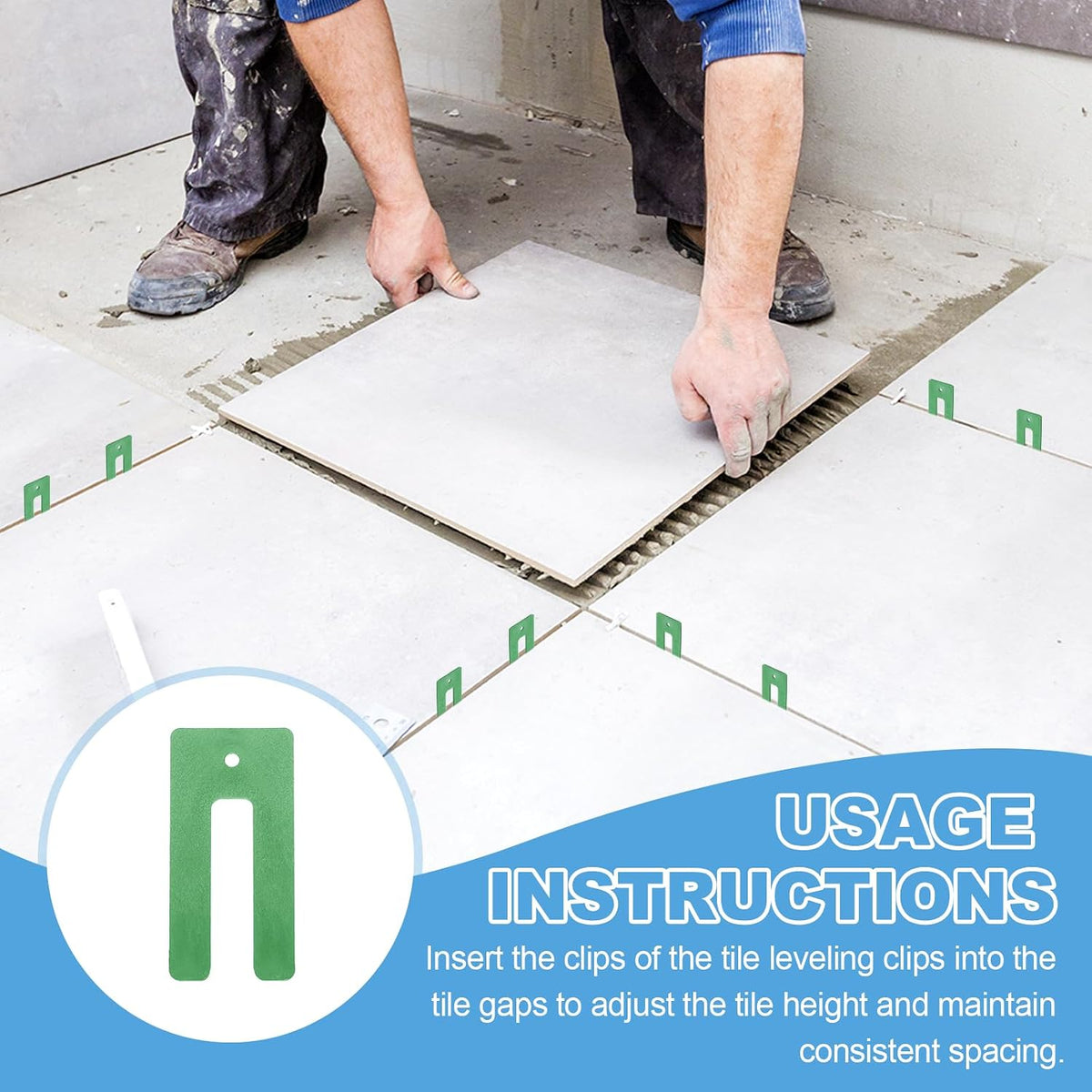 25 piezas de separadores para azulejos en forma de herradura, espaciadores en U de 1/4 pulgada, espaciadores plásticos para sistemas de nivelación, adecuados para la instalación en suelos y paredes de cerámica, para nivelar ventanas y baños, color verde.