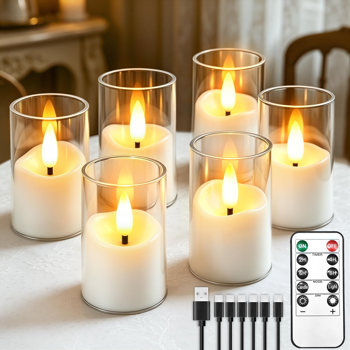 LinkMejor Rechargeable Flameless Candles with Timer Remote