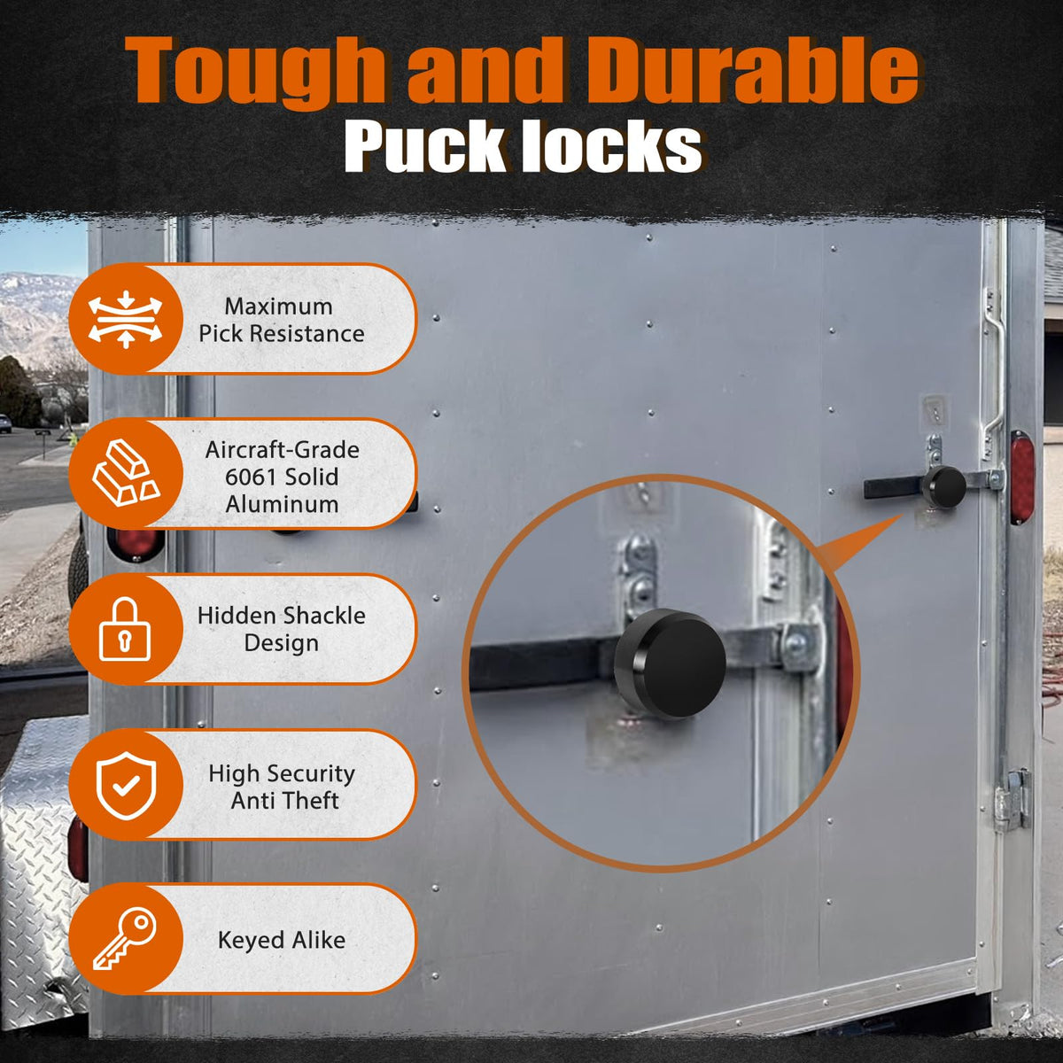 LinkMejor Puck Lock pour Remorques 6061 Aluminum Solide Clef Identique 3 Pack