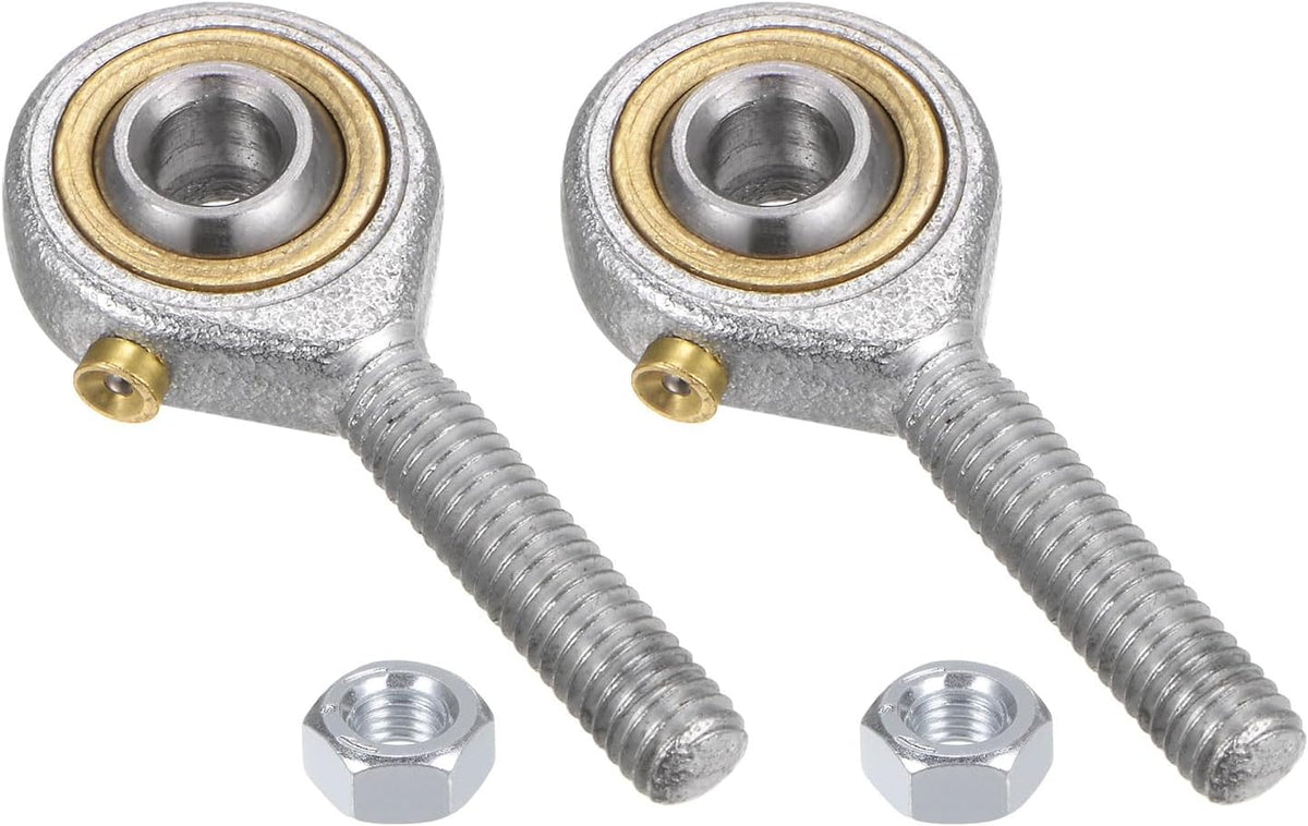 2pcs POS6 6mm Bore Rod End Bearing M6x1.0 Male Right Hand Thread, Self-Lubricating Rod End Joint with Jam Nut