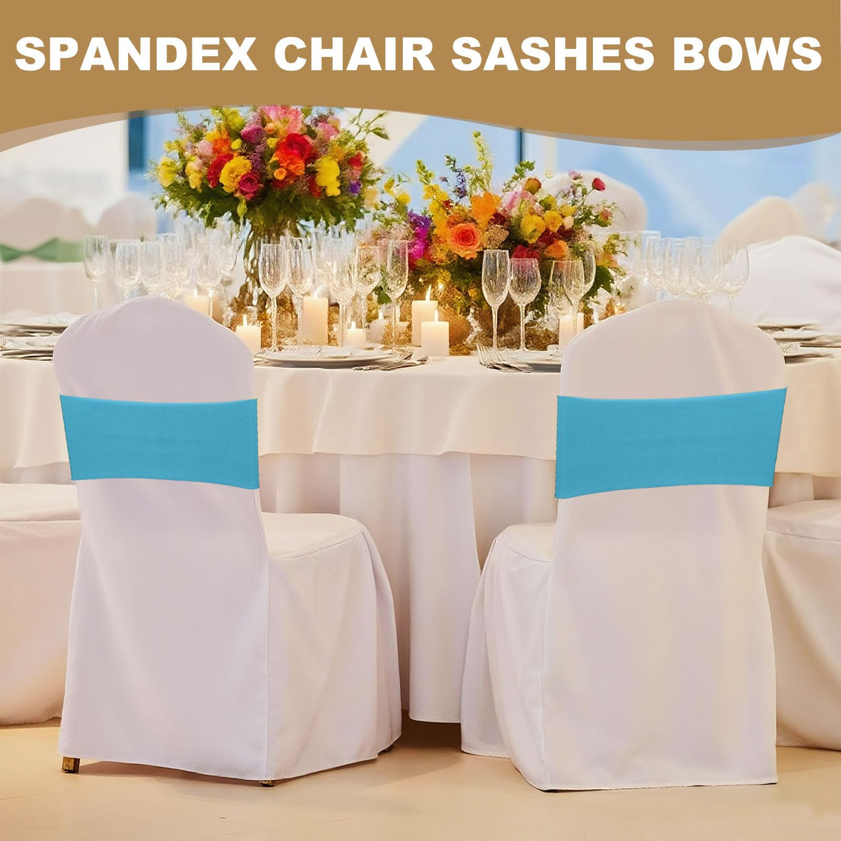 LinkMejor 50Pcs Spandex Chair Sashes Bows Stretch Chair Cover Violet
