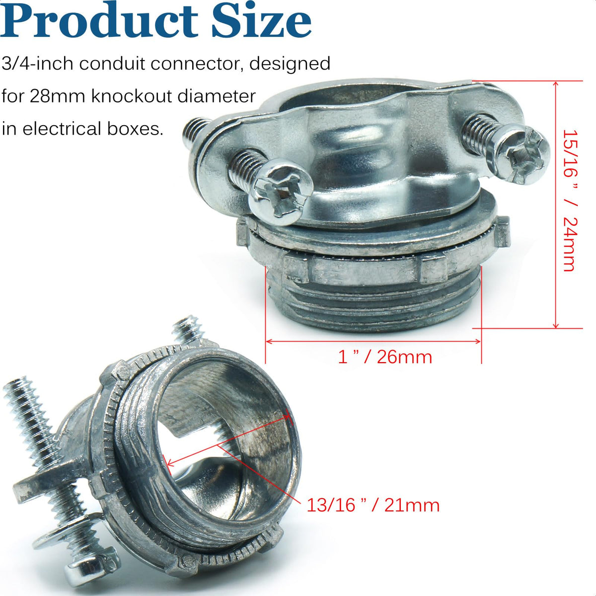 LinkMejor 10 Pcs 3/4 inch Conduit Clamp Cable Connectors