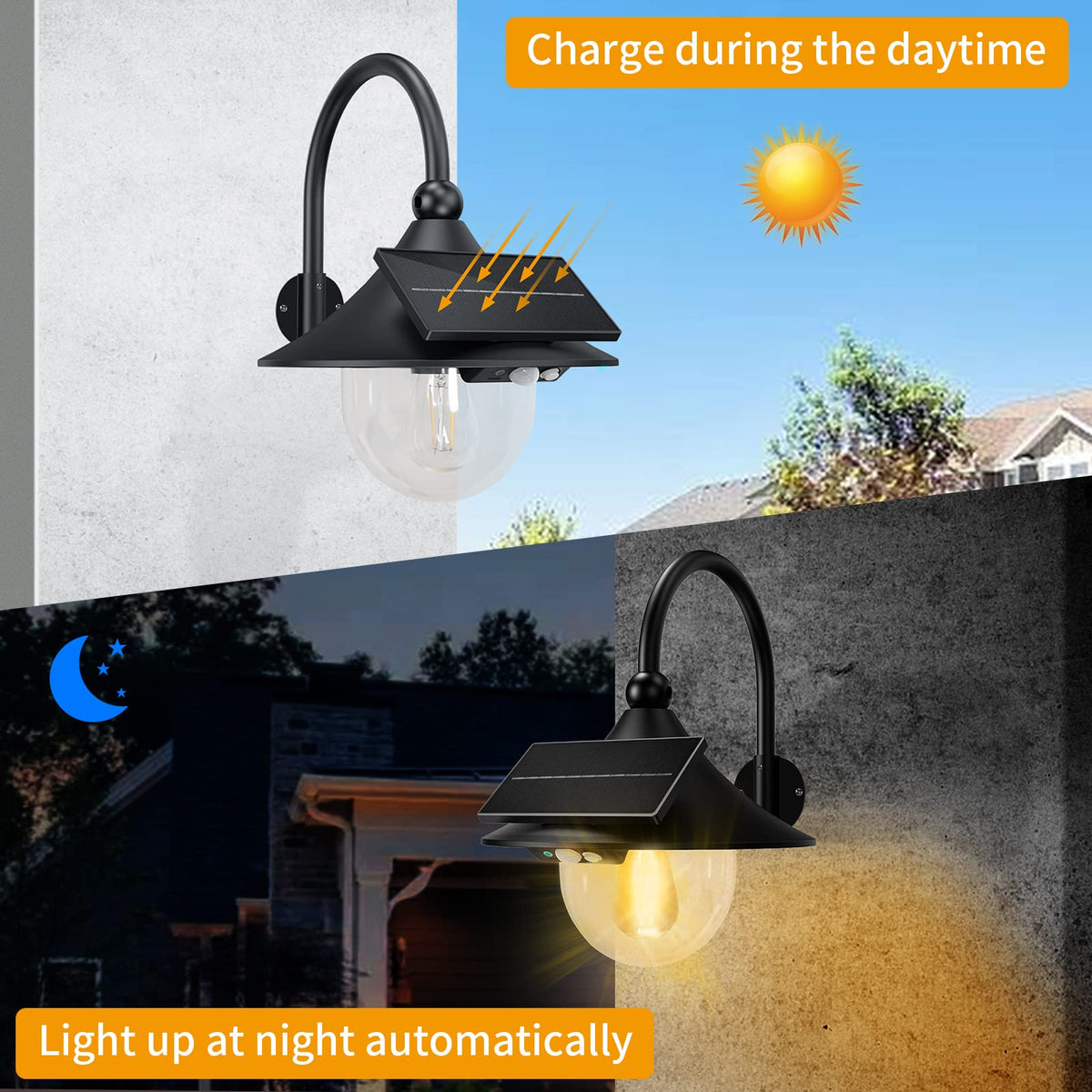 Solarlaterne Lichter Außen Retro Solar Bauernleuchte mit Bewegungsmelder