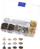 90 Sets Leather Snap Fasteners Kit 10mm Metal Press Studs Buttons Tool with 4 Setter Tools & Storage Box for Clothing Leather Sewing