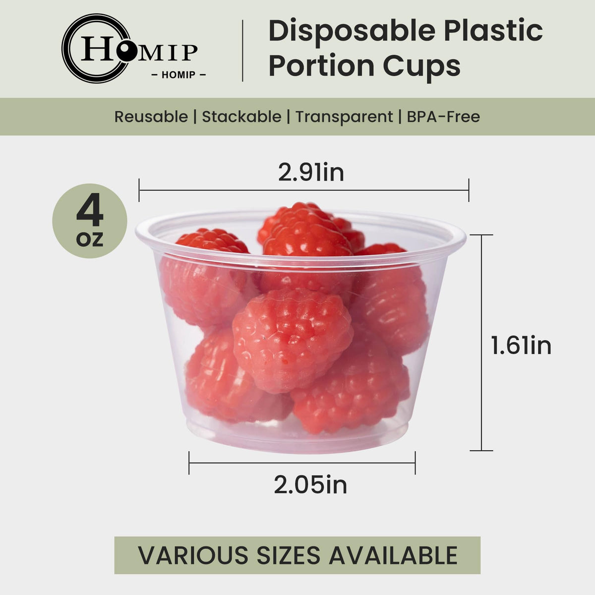 LinkMejor 200PACK 4oz Plastic Portion Cups (No Lids), Condiment, Jello Shot Cup