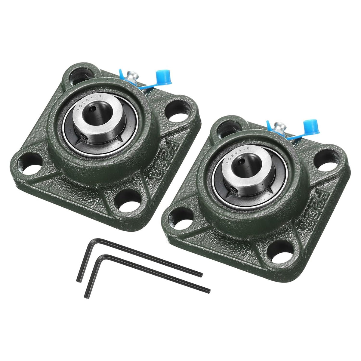 2pcs UCF201-8 Pillow Block Bearings 1/2 inch Bore Self Alignment, Solid Cast Iron Base Square Flange Mounted Chrome Steel Bearings