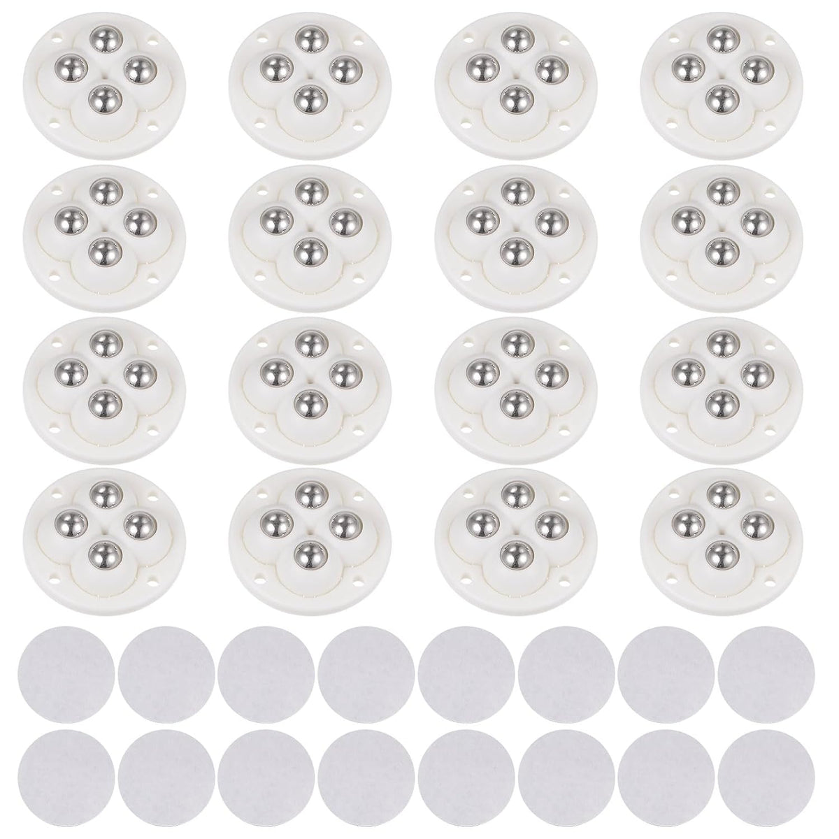 16pcs Self Adhesive Mini Caster Wheels Universal Wheel 360° Rotation Sticky Swivel Pulley for Kitchen Small Appliances Storage Boxes Coffee Makers, White