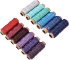 12 Colors Leather Sewing Thread Set 55 Yards 175D/1mm Polyester Flat Waxed Cord for Hand Stitching Leather Bookbinding