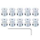 10 Pcs Aluminum 16 Teeth 3mm Bore 6mm Width Timing Belt Pulley Wheel Idler Pulley Synchronous Wheels Gear Part with Wrench for 3D Printer, Silver