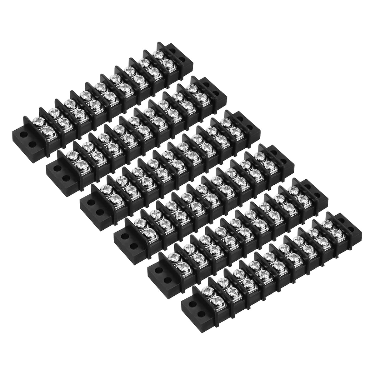 6 Pcs 9 Positions Terminal Block 300V 20A 9.5mm Pitch Dual Rows 9 Circuits DIN Row Screw Terminals Strip